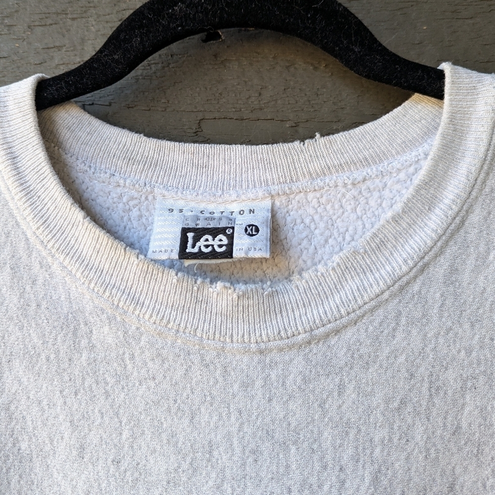 VTG 80s Lee Cross Grain Denver Athletic Club Heavyweight Sweatshirt Gray XL - Picture 3 of 9